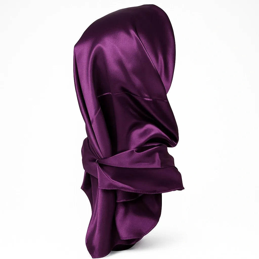 Plum Satin Square Hijab