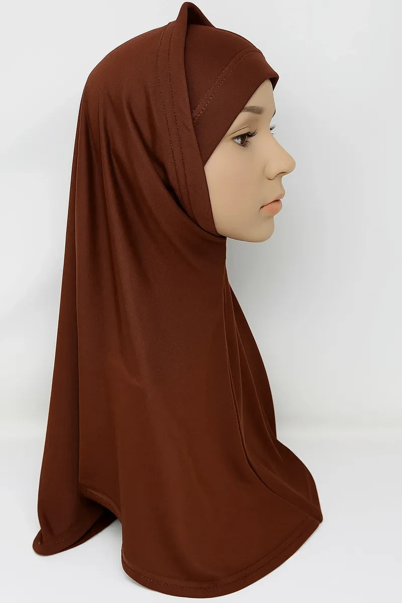 Dark Brown 2-Piece Khimar Hijab Set
