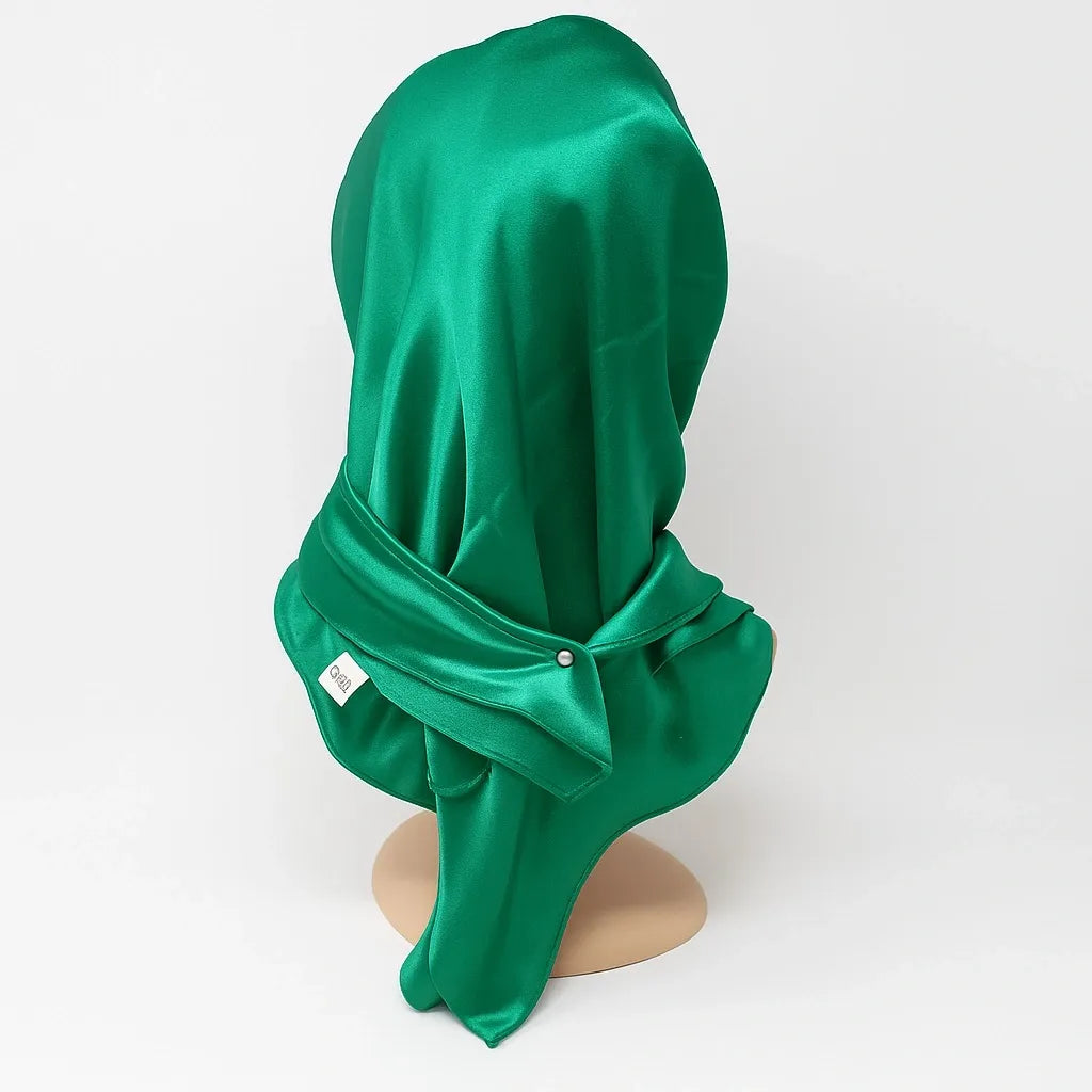 Emerald Green Satin Square Hijab
