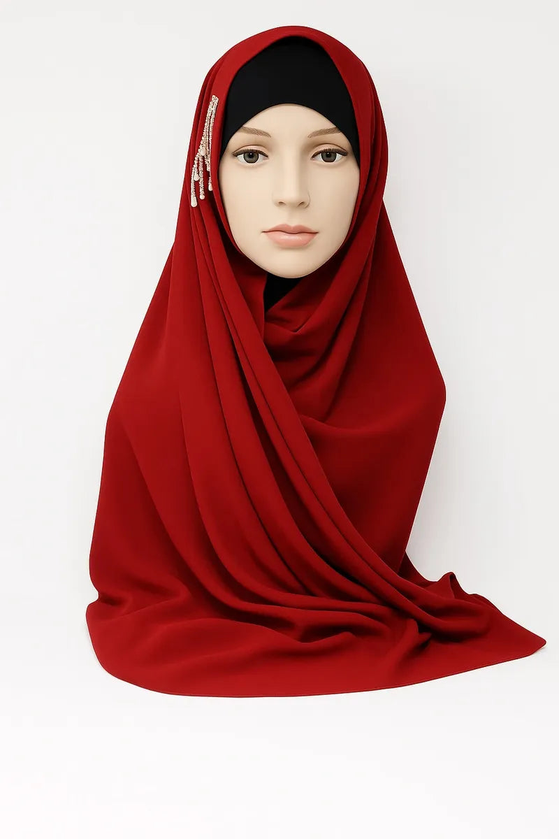 Red Chiffon Hijab Scarf