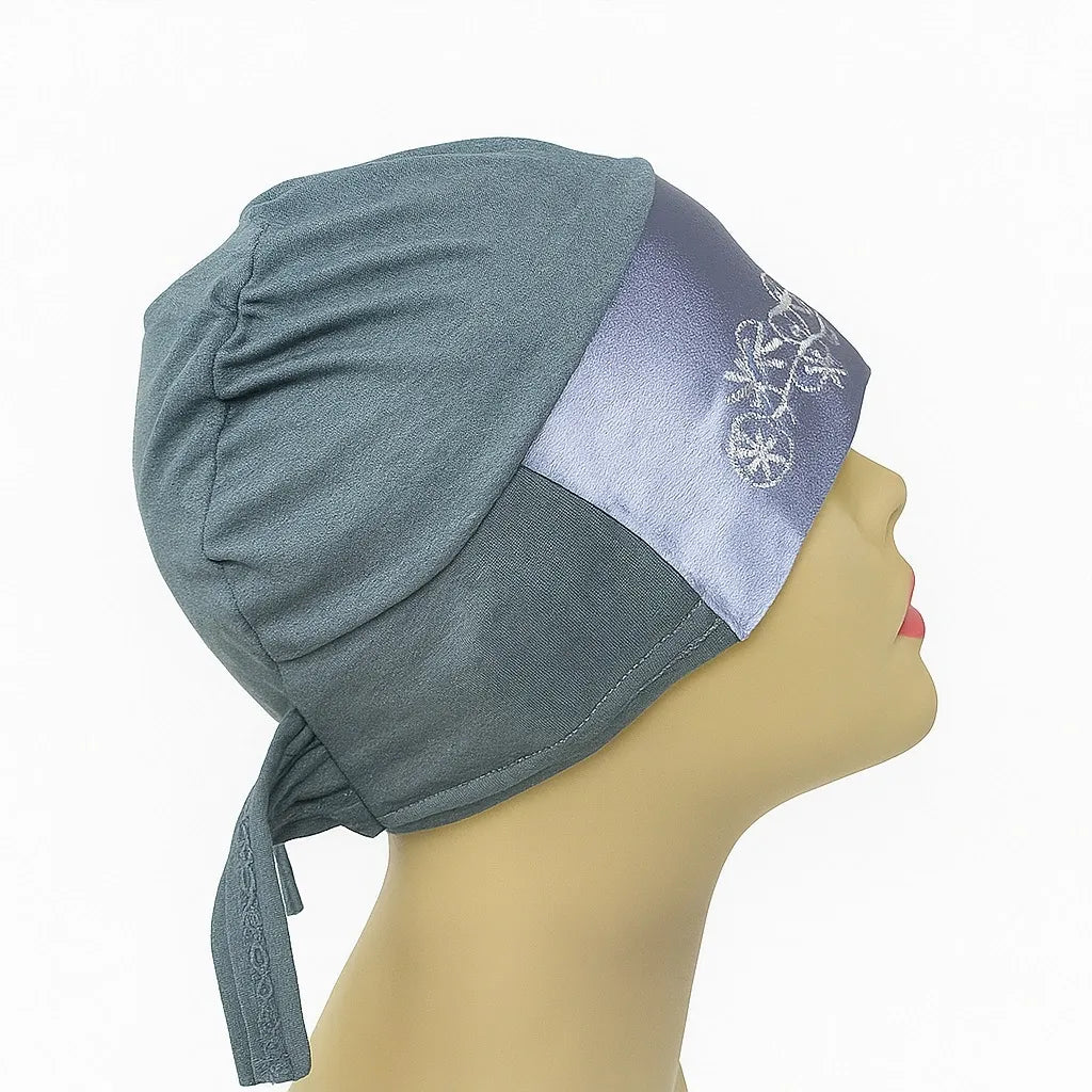 Light Blue Embroidered Instant Hijab Cap