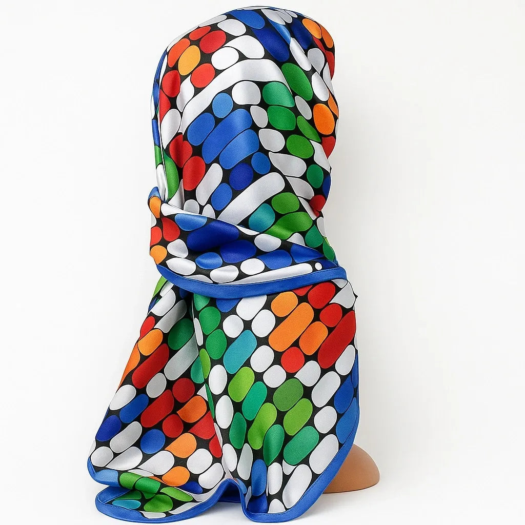 Multicolor Geometric Print Hijab Scarf