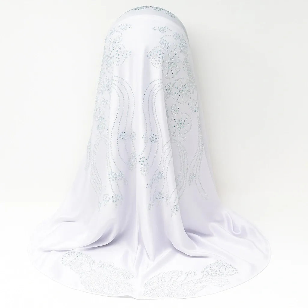 White Rhinestone One-Piece Khimar Hijab