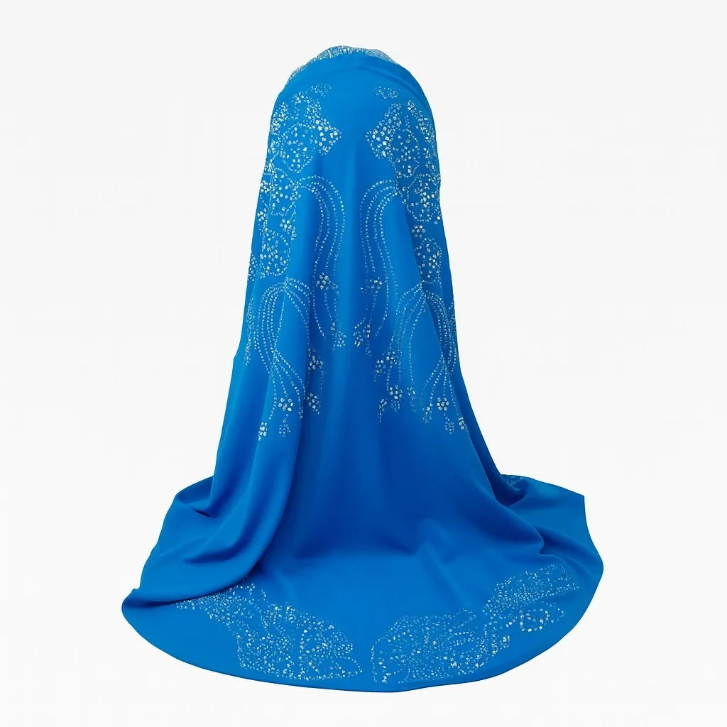 Blue Rhinestone One-Piece Khimar Hijab