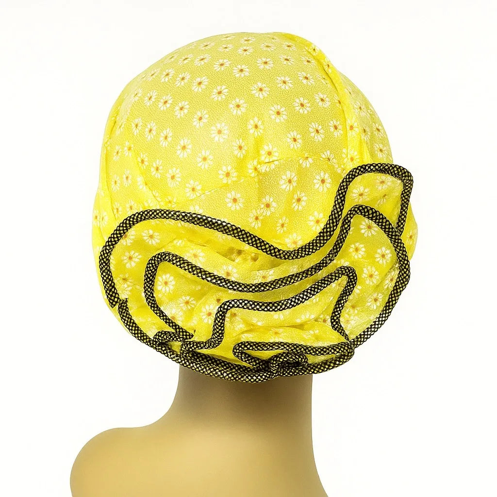 Yellow Pattern Sleep Bonnet Cap