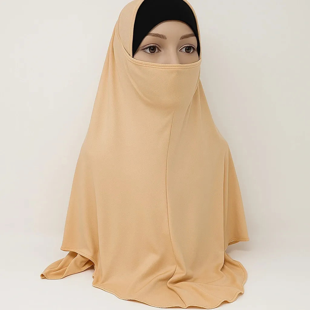 Peach Full Coverage Khimar Hijab