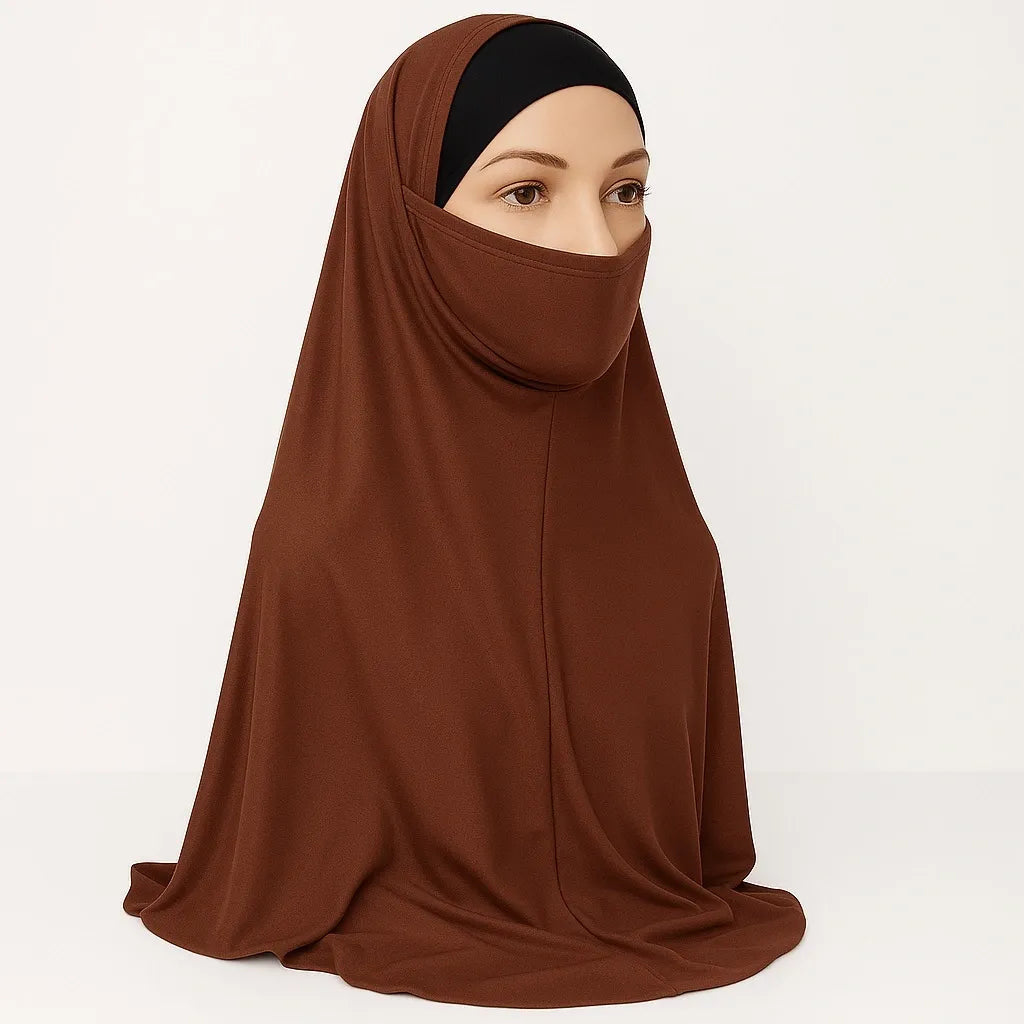 Brown Full Coverage Khimar Hijab