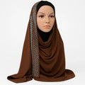 Chocolate Brown Chiffon Hijab with Rhinestones