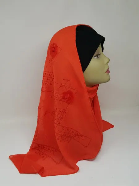 Red Chiffon Hijab Scarf