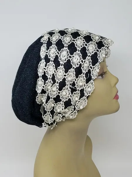 Black White Embellished Turban