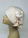 Cream Rhinestone Flower Hijab Cap