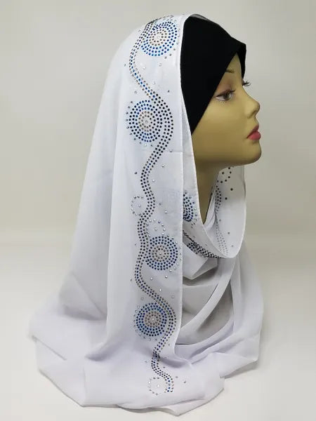 White Rhinestone Hijab Scarf