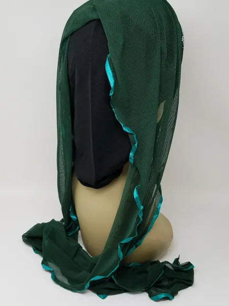 Green Long Wrap Turban Hijab