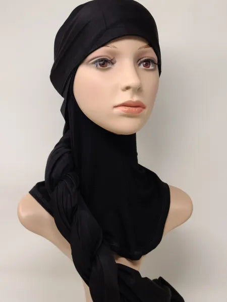 Black Suede Hijab with Headband