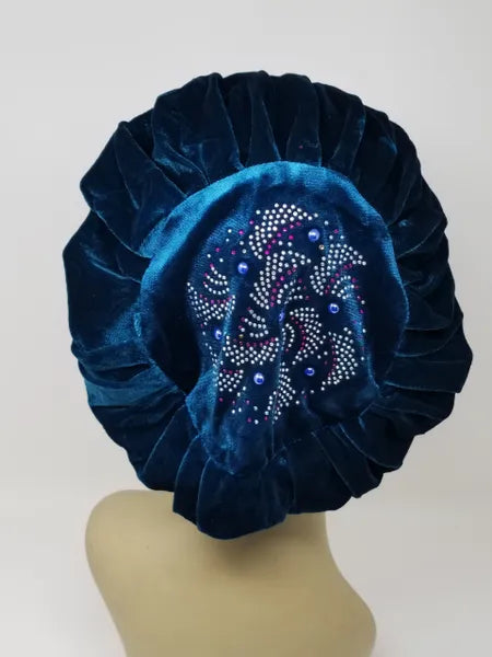 Royal Blue Embellished Turban Cap