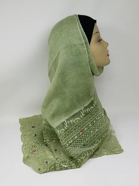 Green Lace Hijab Scarf