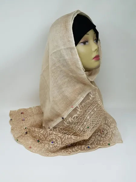 Beige Lace Hijab Scarf