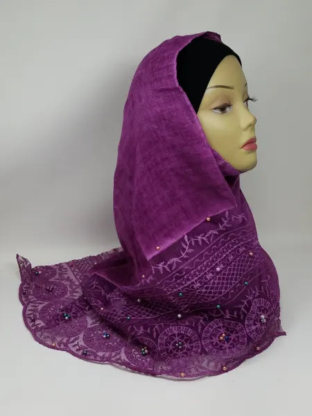 Purple Lace Hijab Scarf
