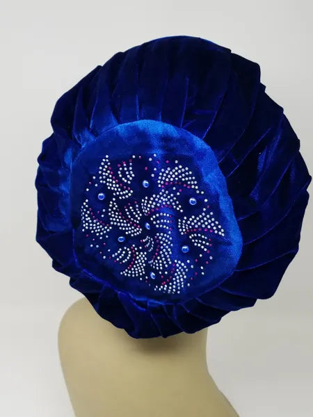 Blue Rhinestone Turban