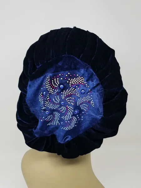 Navy Rhinestone Turban