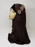 Brown Rhinestone Khimar Hijab