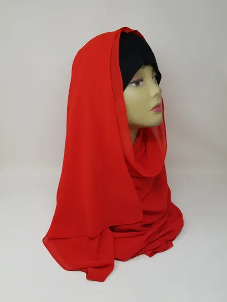 Red Chiffon Hijab Scarf