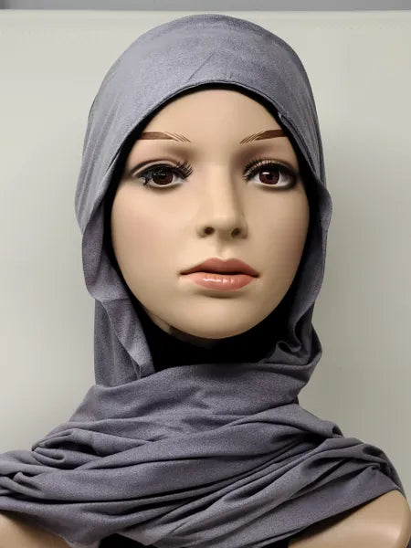 Gray Suede Hijab Soft Full Coverage Scarf