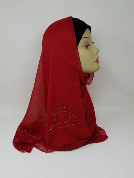 Red Chiffon Hijab Scarf