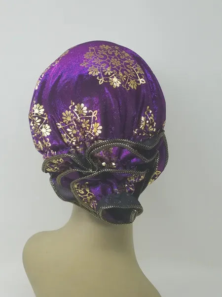 Purple Gold Pattern Turban