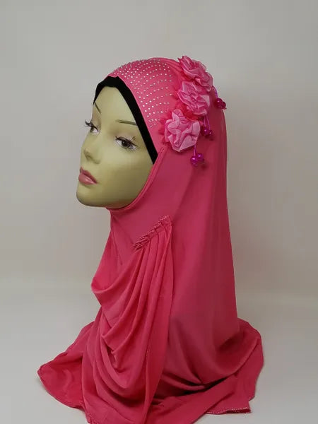 Pink Rhinestone Khimar Hijab