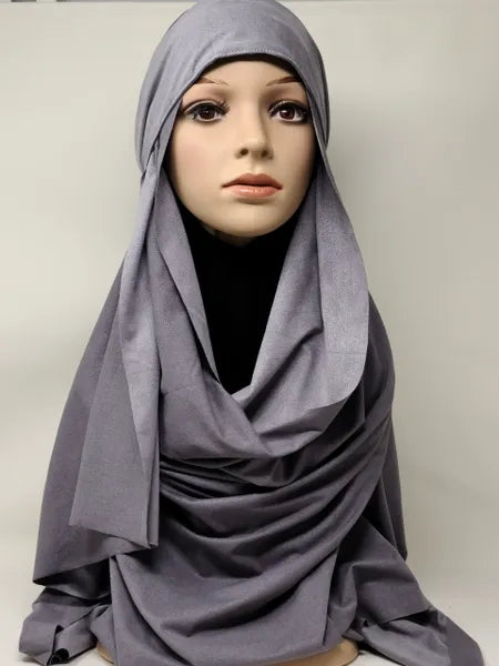 Gray Suede Hijab Soft Full Coverage Scarf
