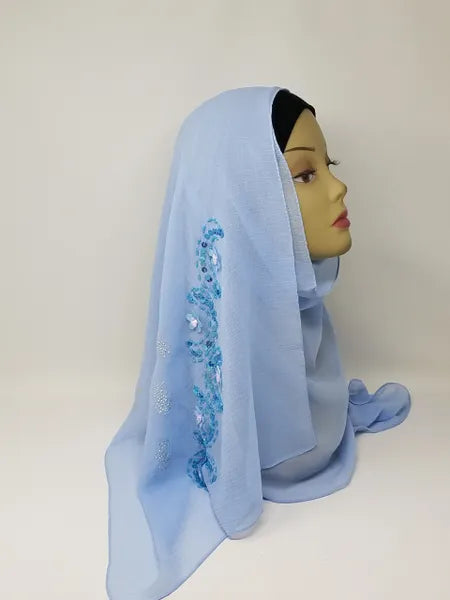 Light Blue Chiffon Hijab Scarf