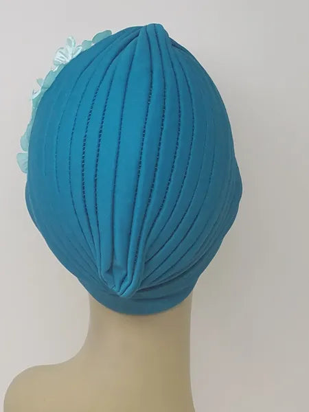 Teal Floral Turban