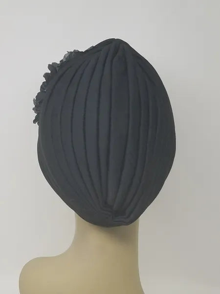 Black Floral Turban
