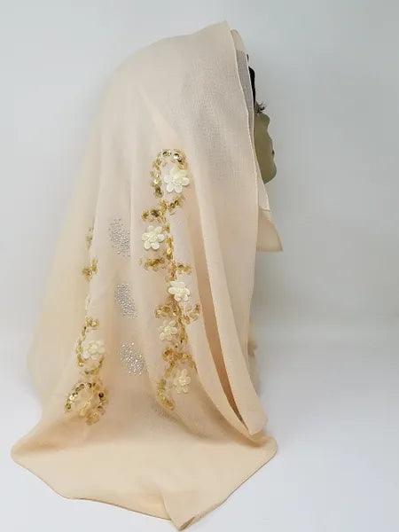 Beige Chiffon Hijab Scarf