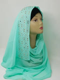 Mint Rhinestone Chiffon Hijab
