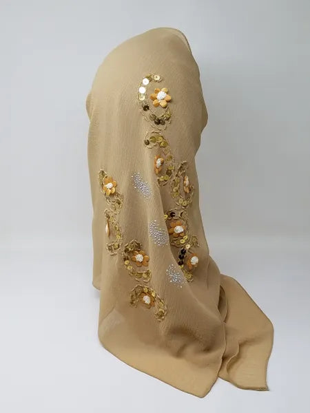 Tan Chiffon Hijab Scarf