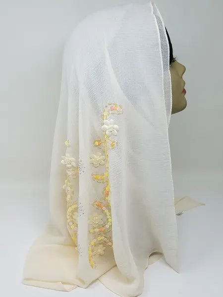 Cream Chiffon Hijab Scarf
