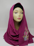 Magenta Floral Print Hijab Scarf