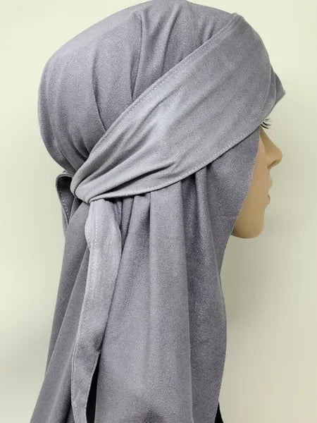 Gray Suede Hijab Soft Full Coverage Scarf