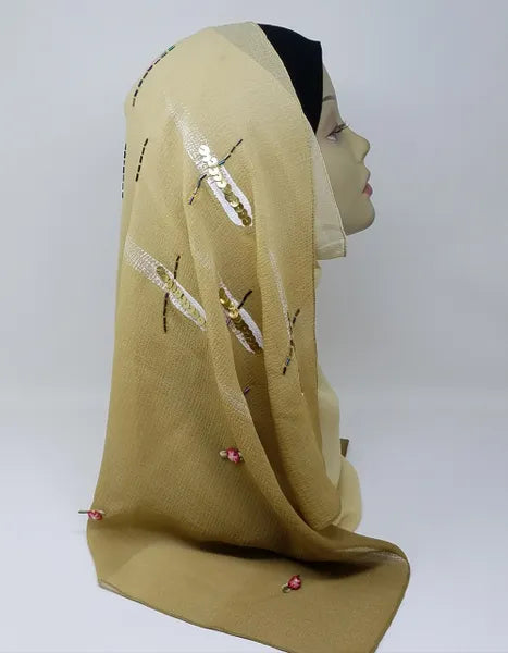 Golden Beige Chiffon Hijab Scarf