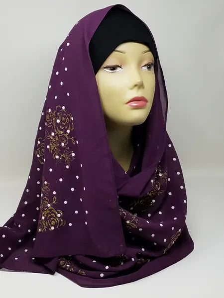 Purple Polka Dot Chiffon Hijab Scarf